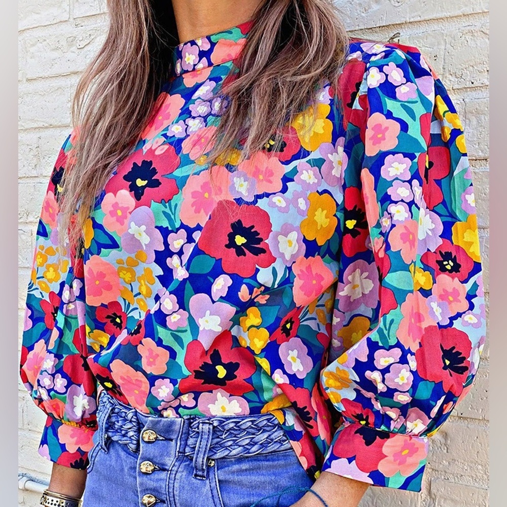 Sur LA Vague Multicolor Floral Top- Size 4/6- NWT